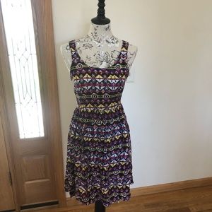 Aqua Multi-Color Aztec Cage-back Dress